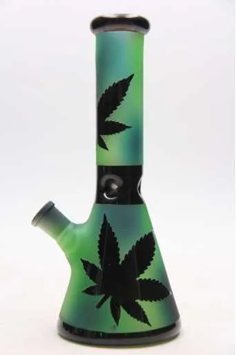 New Mini 9.8 Inches Tall Green 7mm Thick Beaker Glass Water Smoking Pipes Wholesale Hot