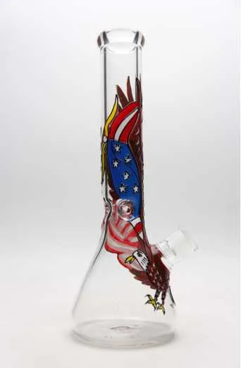 Newest Hot Unique Glass Water Beaker Water Pipe Handmade Painting Waterpipes Wholesale Beaker