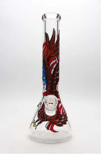 Newest Hot Unique Glass Water Beaker Water Pipe Handmade Painting Waterpipes Wholesale Beaker