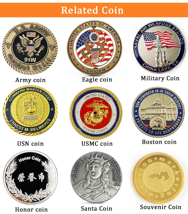 OEM Custom Soft Enamel 3D Metal Military Air Force Sheriff Challenge Coin