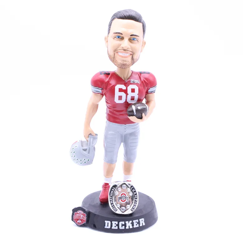 OEM Gift Idea Handmade Dashboard Bobble Doll Collection Figurines Gifts Rugby Player Bobble Head for Decoration