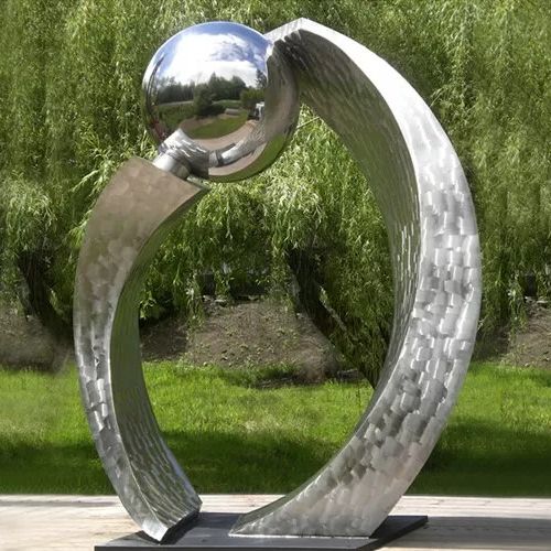Outdoor Abstract Sphere Statue Modern Decoration Metal Stainless Steel Ball Sculpture on Sale