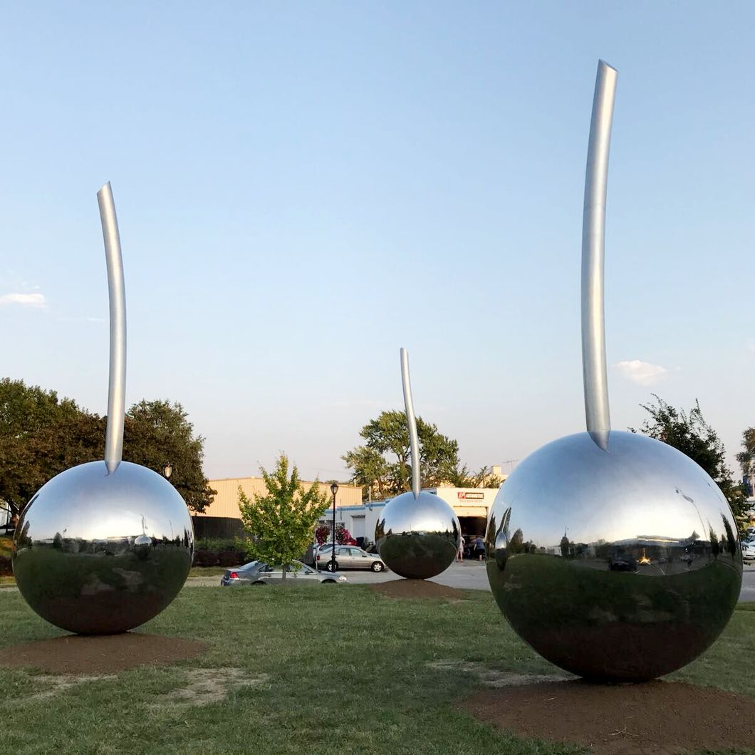 Outdoor Abstract Sphere Statue Modern Decoration Metal Stainless Steel Ball Sculpture on Sale