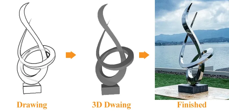 Outdoor Modern Stainless Steel Statue Metal Abstract Sculpture