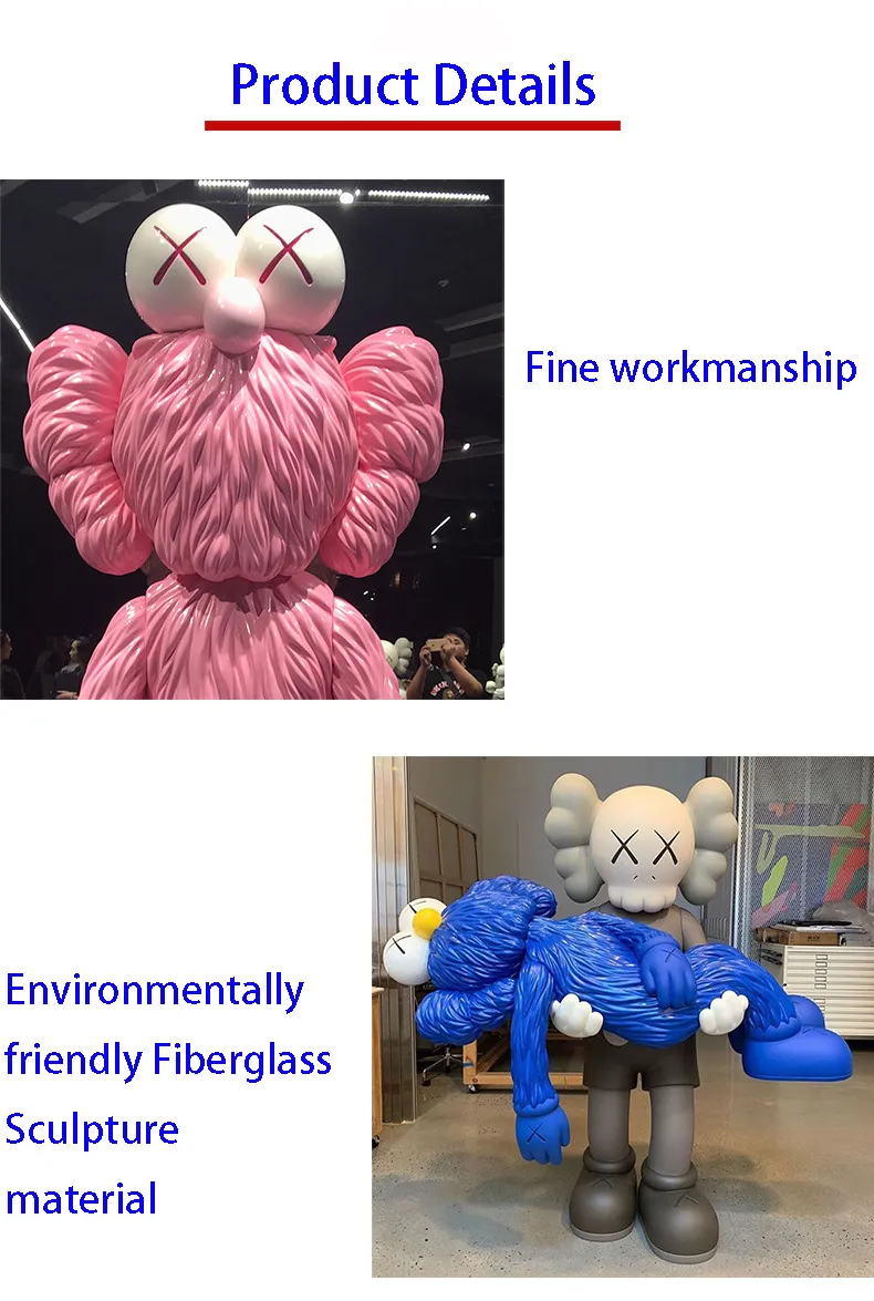 Perfect Design Resin Crafts Fiberglass Kaws Statue with High Quality