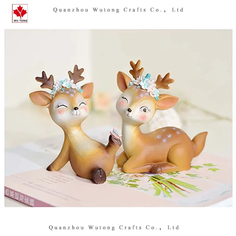 Promotional Resin Cute Sika Deer Animal Home Decor Gifts