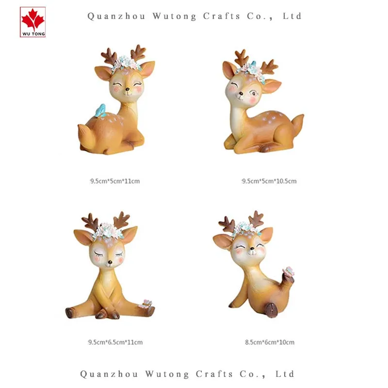 Promotional Resin Cute Sika Deer Animal Home Decor Gifts