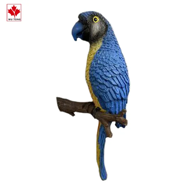 Realistic Animals Crafts Resin Parrot Figurine Wall Art Decor