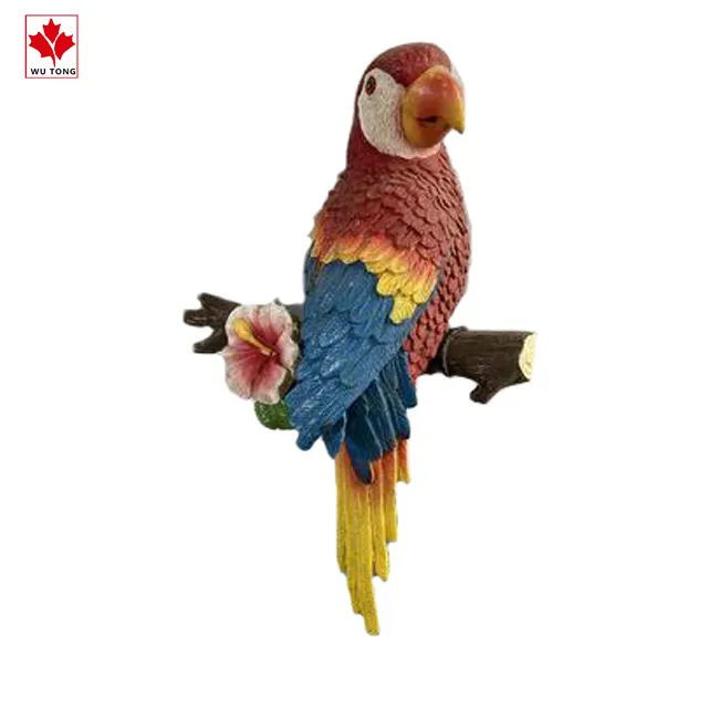 Realistic Animals Crafts Resin Parrot Figurine Wall Art Decor