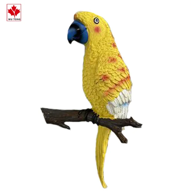 Realistic Animals Crafts Resin Parrot Figurine Wall Art Decor