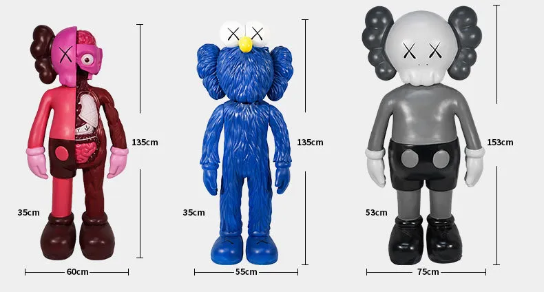 Realistic Life Size Standing Dissected Kaws Fiberglass Sculpture for Home Decor