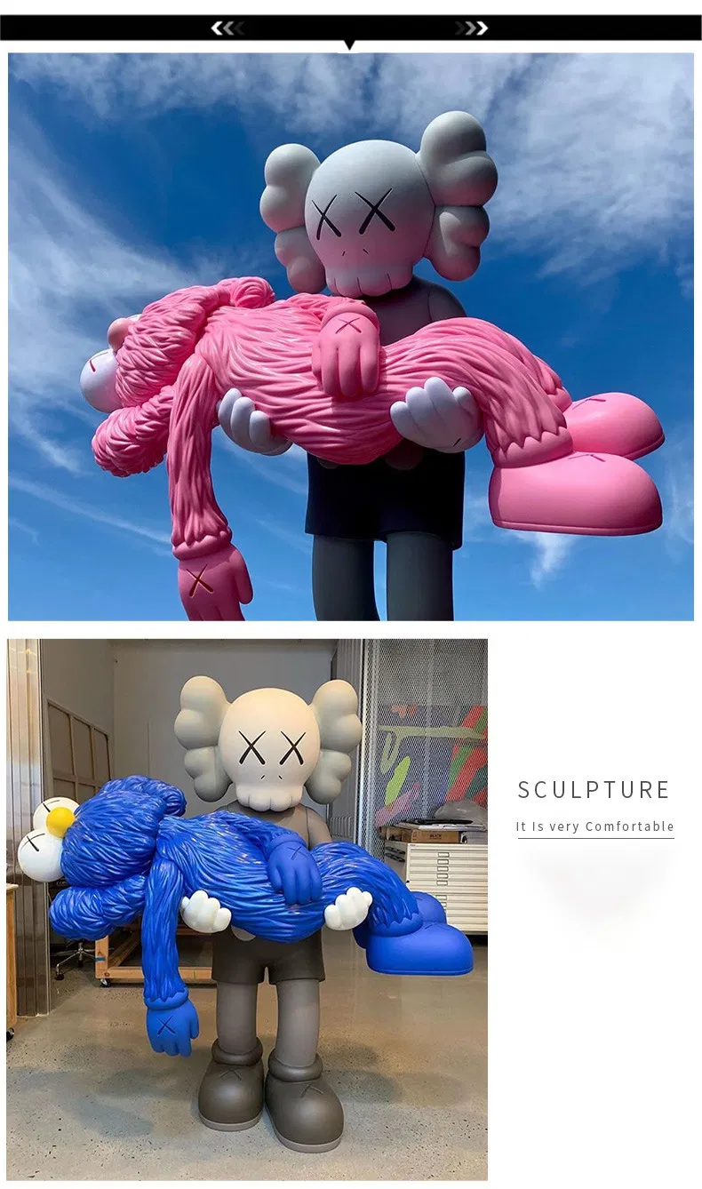 Realistic Life Size Standing Dissected Kaws Fiberglass Sculpture for Home Decor