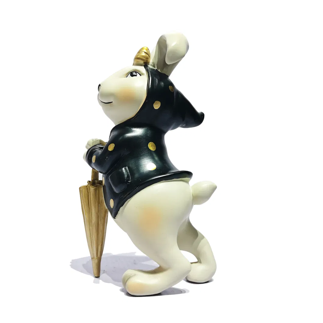 Resin Craft Decorative Ornaments Garden Animal Statues Cute Cartoon Resin Bunny Statue for Home Office Shops