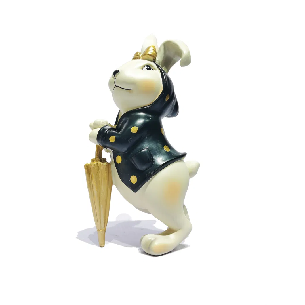 Resin Craft Decorative Ornaments Garden Animal Statues Cute Cartoon Resin Bunny Statue for Home Office Shops