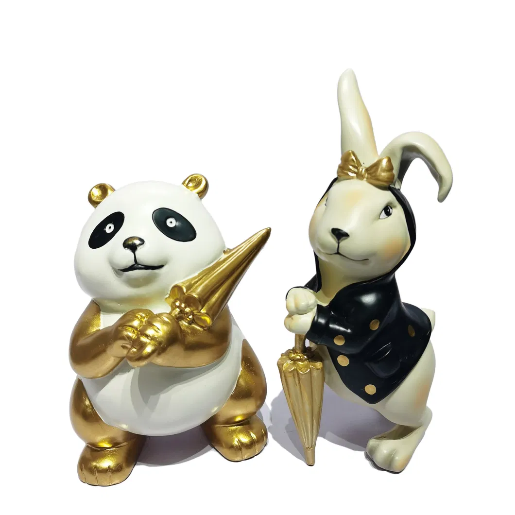 Resin Craft Decorative Ornaments Garden Animal Statues Cute Cartoon Resin Bunny Statue for Home Office Shops