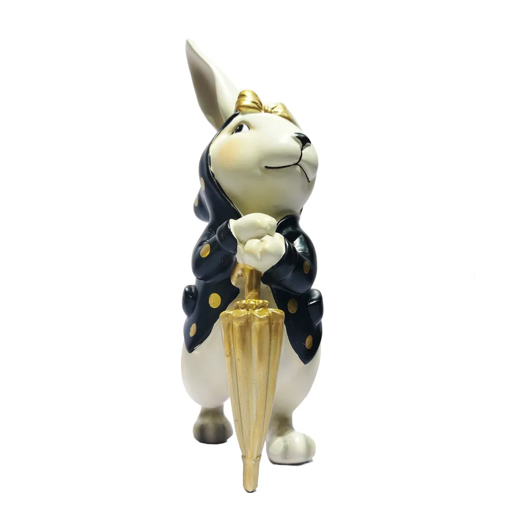 Resin Craft Decorative Ornaments Garden Animal Statues Cute Cartoon Resin Bunny Statue for Home Office Shops
