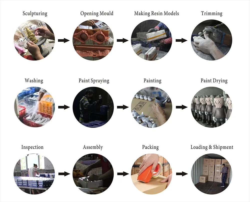 Resin Multi Wood Carved Nativity Set with Crib Sculpture Decoration