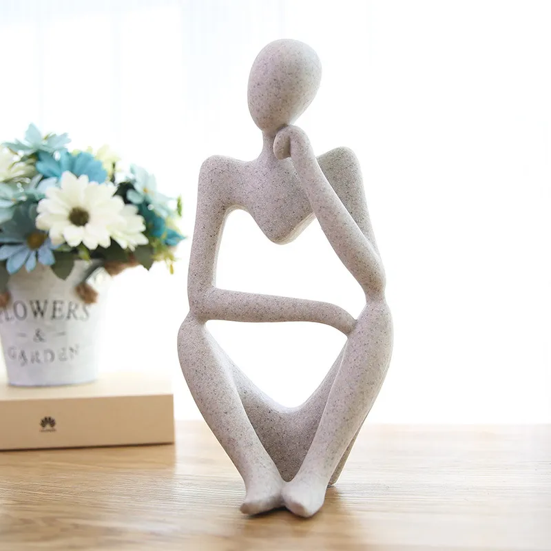 Resin Sandstone Style Modern Abstract The Thinker Figurine