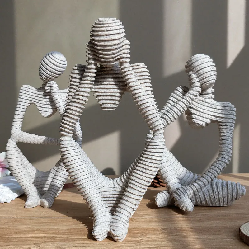 Resin Sandstone Style Modern Abstract The Thinker Figurine