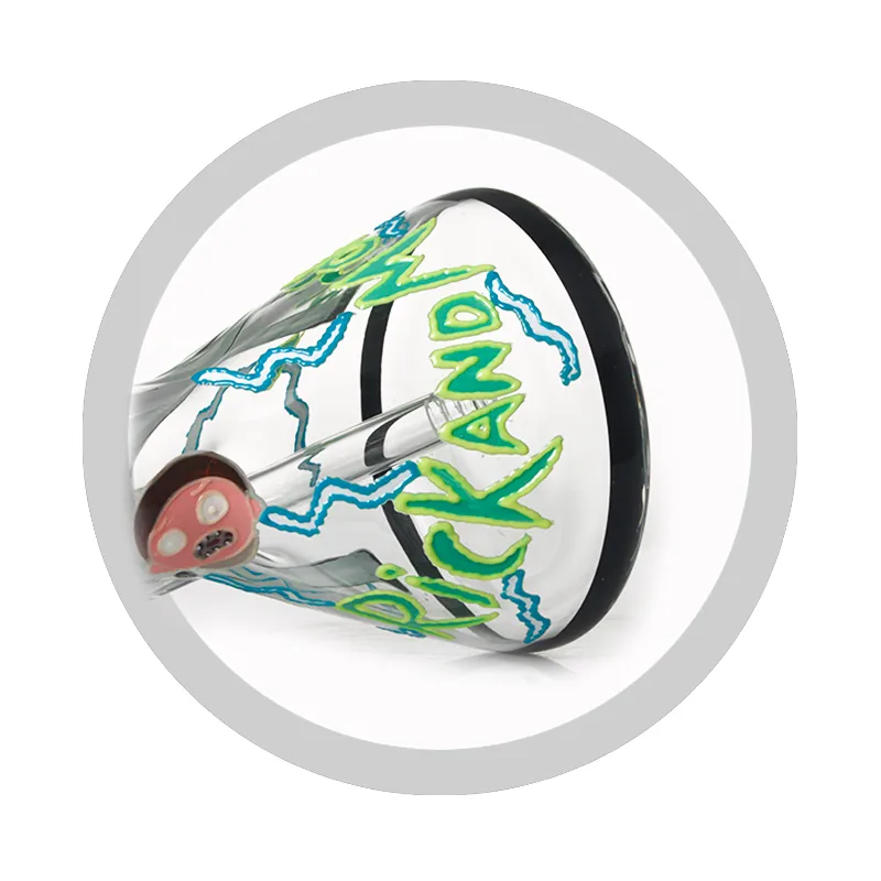 Rick and Morty 7 mm Thick 13.5 "UV Glass Hookah Night Luminous Beaker Glass Water Pipe