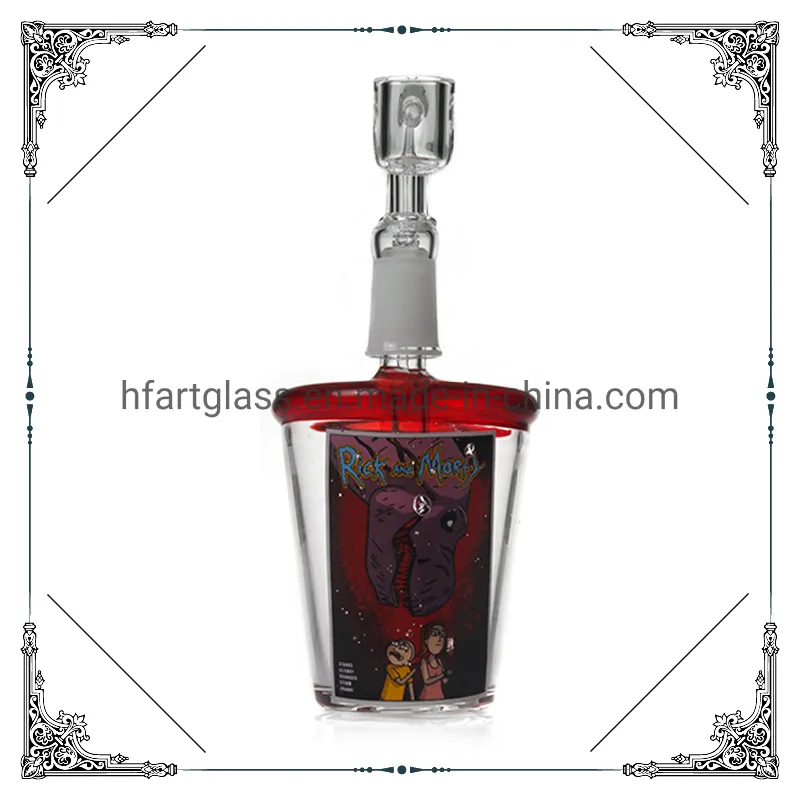 Rick and Morty Red 7.8" DAB Rigs Cap Bubbler Quartz Banger Smoking Glass Water Pipe