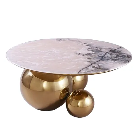 Sphere Table Base Design Modern Living Room Coffee Table in Stainless Steel