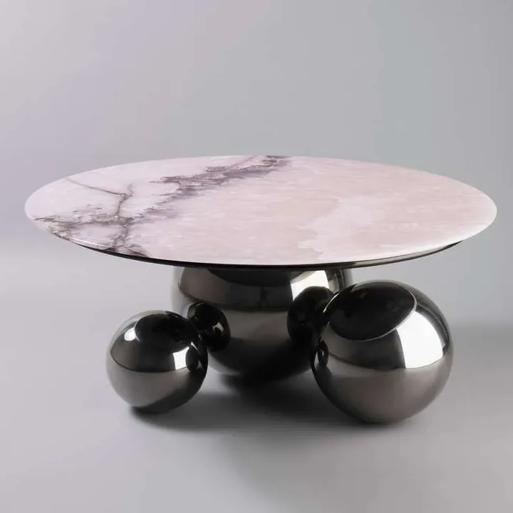 Sphere Table Base Design Modern Living Room Coffee Table in Stainless Steel