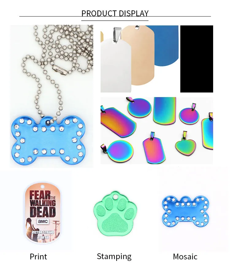 Stainless Steel Pet Paw Collar Charm Dog Tag