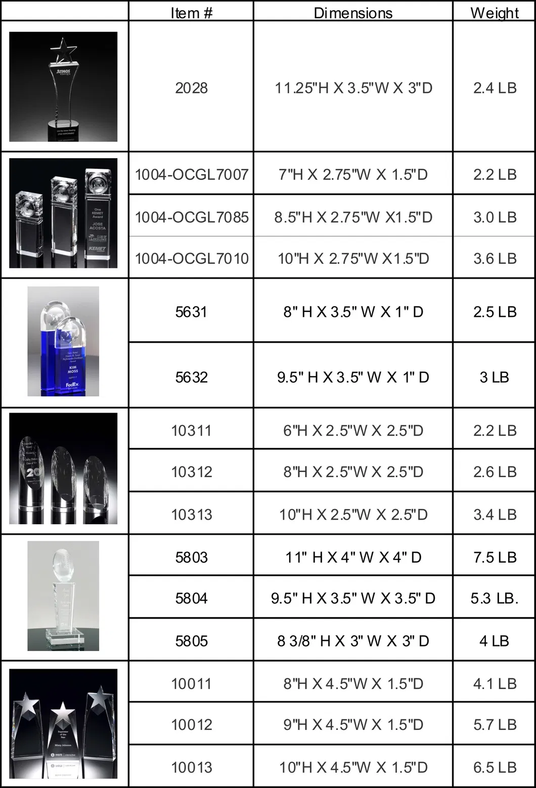 Standing Star Tower Crystal Award for Employee Trophies (#2028)