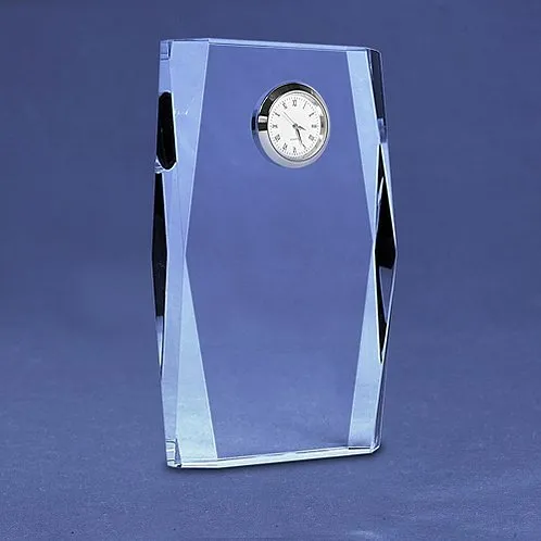Tall Silver Accent Crystal Award Clock for Corporate Gifts (#78239)