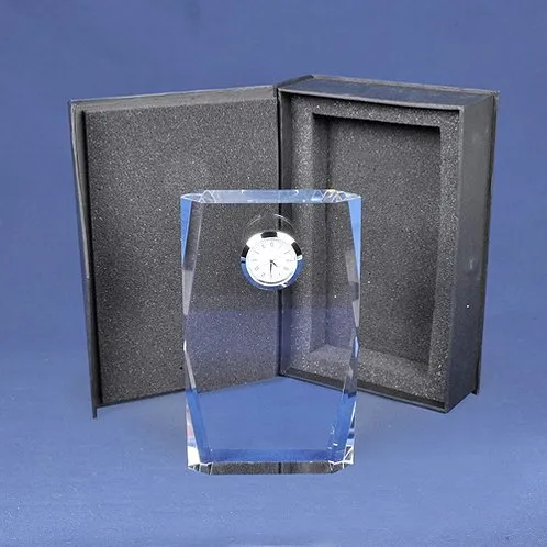 Tall Silver Accent Crystal Award Clock for Corporate Gifts (#78239)