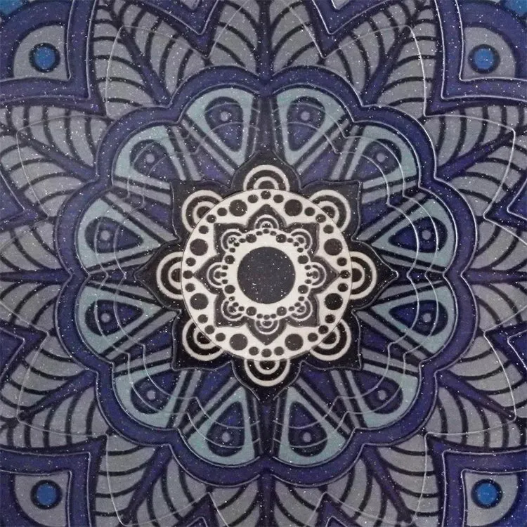 Wholesale 12 Inch Laser Cut Stainless Steel Purple Color 3D Metal Mandala Wind Spinner