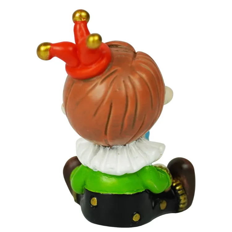 Wholesale Playing Drum Polyresin Joker Craft, Mini Tabletop Resin Clown Figurine for Home Decor
