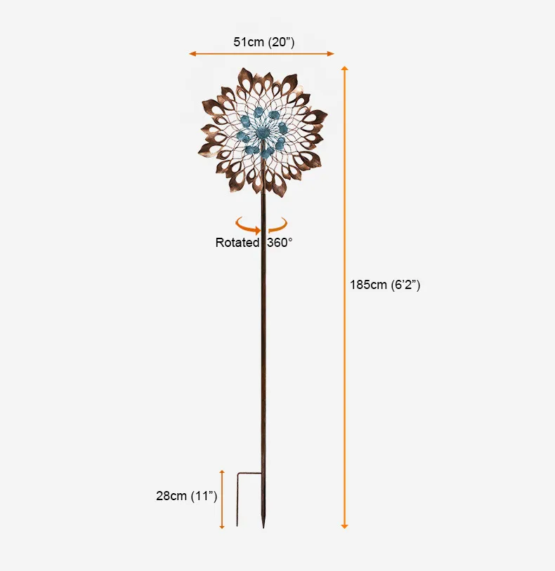 Wind Sculpture Stainless Steel Kinetic Garden Metal 3D Wind Spinner